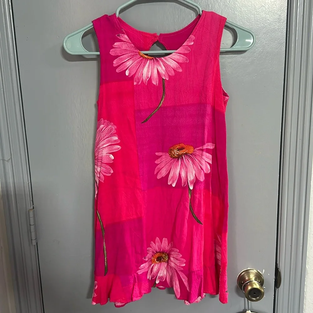 JAMS WORLD Kasana pink floral Hawaiian dress Girls Size Medium Vintage USA